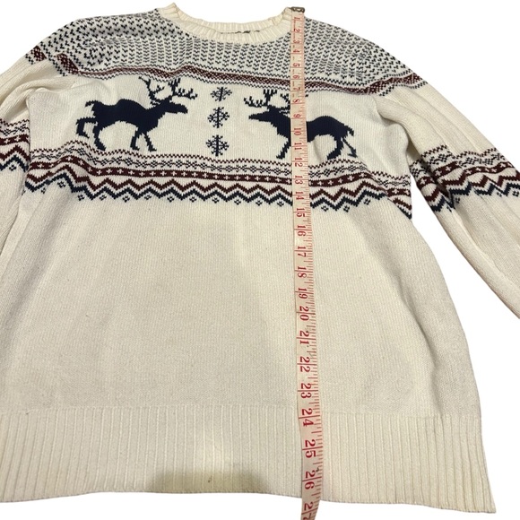 Men’s reindeer knit cream crewneck Chr sweater fair isle nordic - Picture 2 of 7